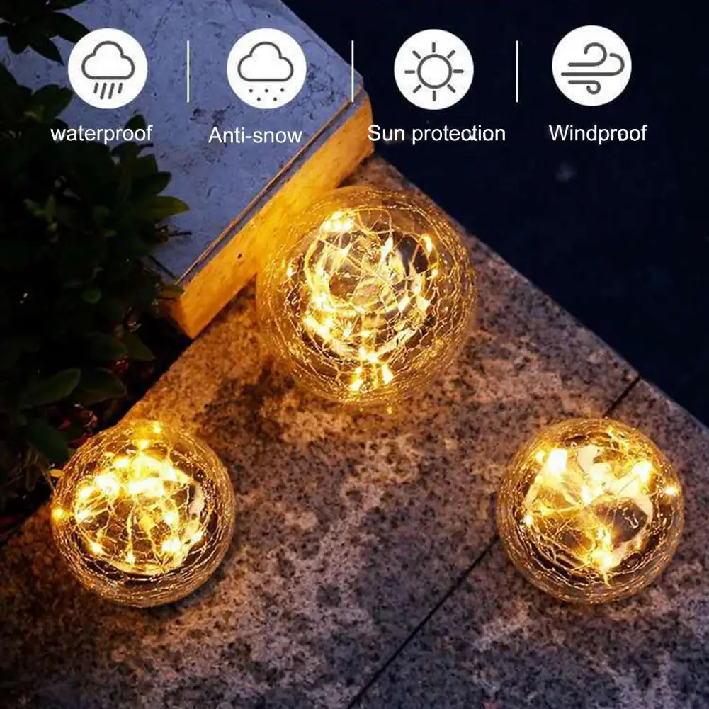 

Solar Yard Lights Waterproof Solar Ground Lights Energy-saving Landscape Lamps for Garden Lawn 20 Leds Round Glass Design Solar