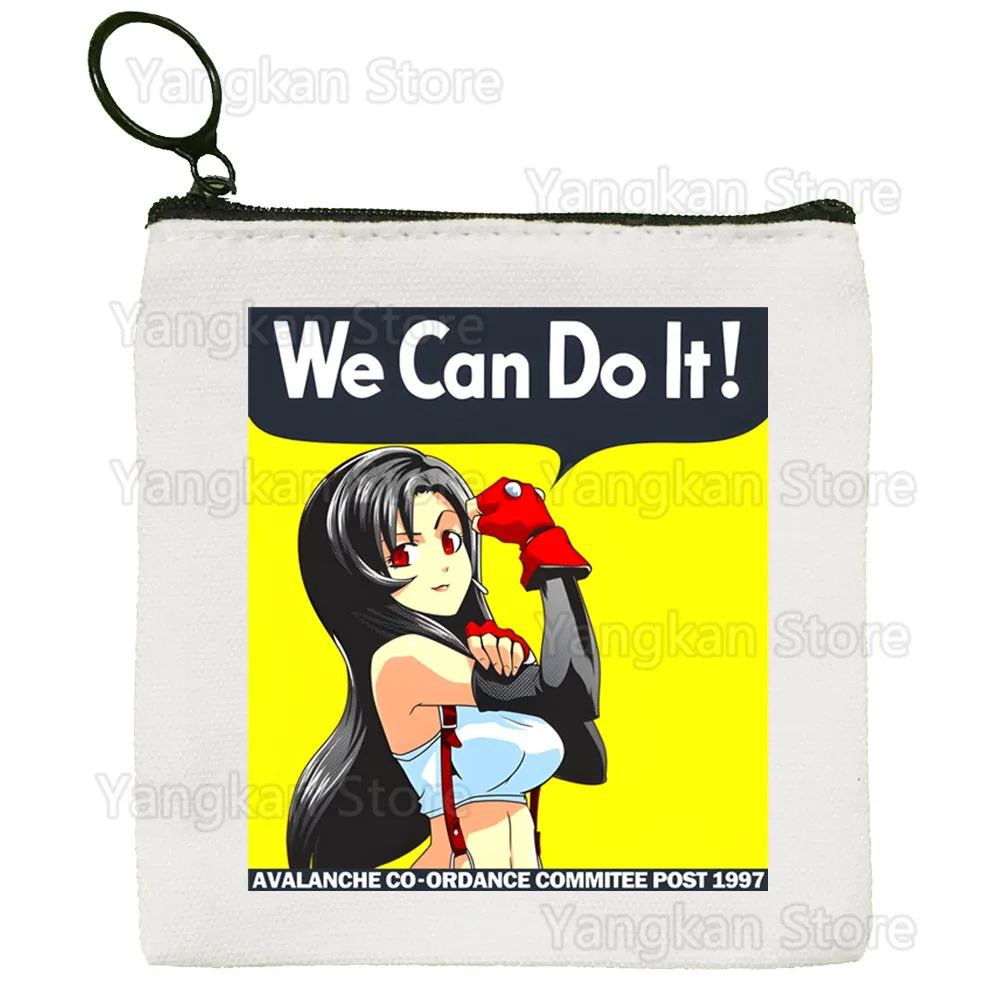 Final Fantasy 7 FF7 Coin Purse Canvas Student Wallet Coin Case Zipper Hand Female Key Case