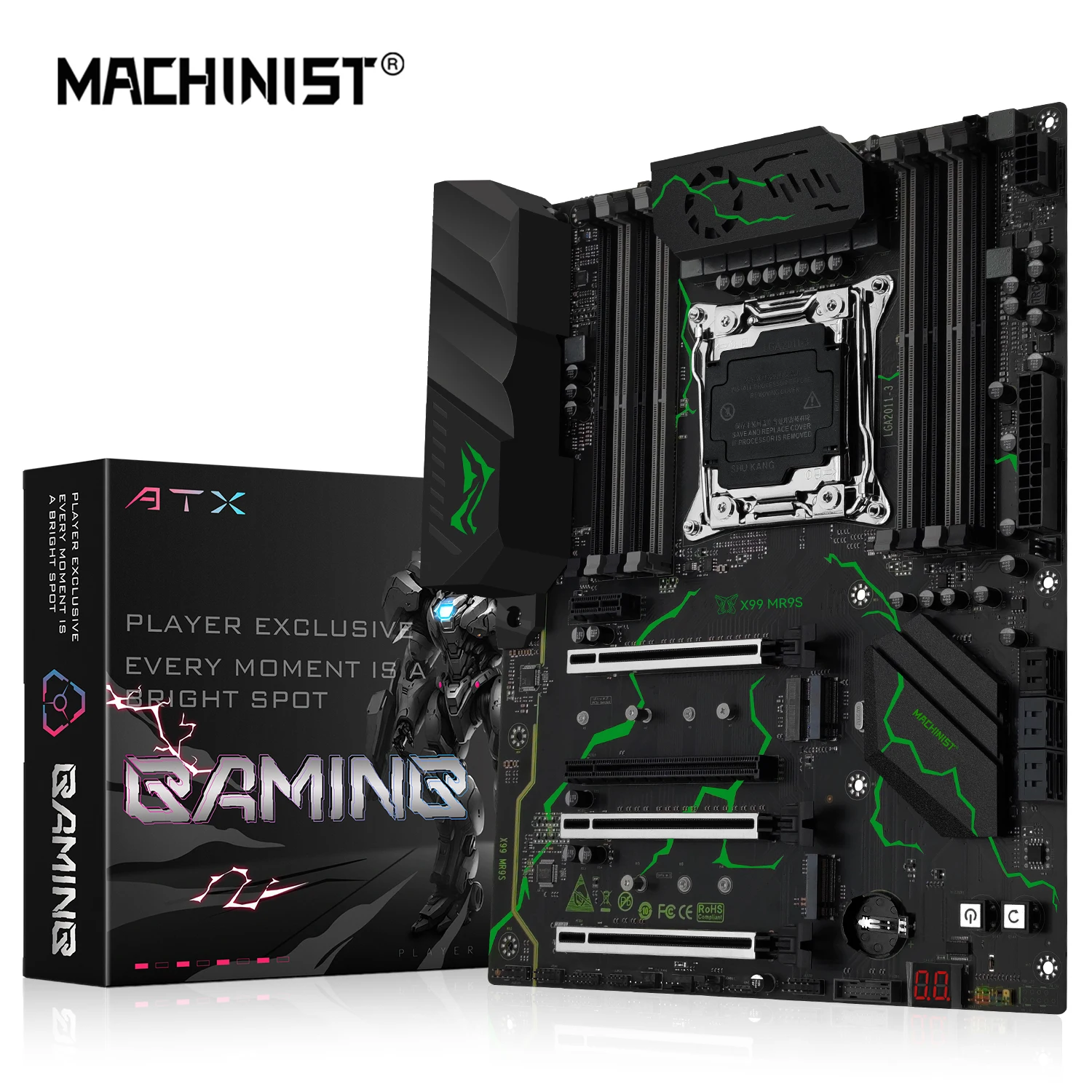 MACHINIST X99 MR9S 마더보드, 콤비네이션형, LGA 2011-3 Intel Xeon E5 2690 V4 및 DDR4 (2X8) = 16GB ATX 램