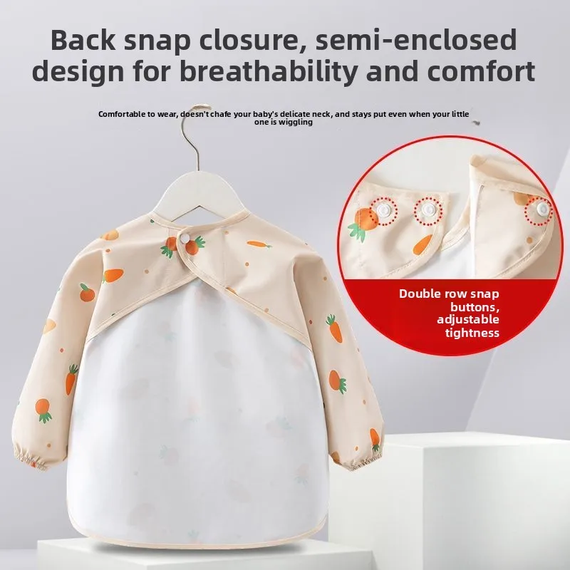 New Baby Eating Coverall Children's Bibs Autumn Long-sleeved Waterproof Anti-dirty Baby Auxiliary Food Rice Pocket Kids Bibs