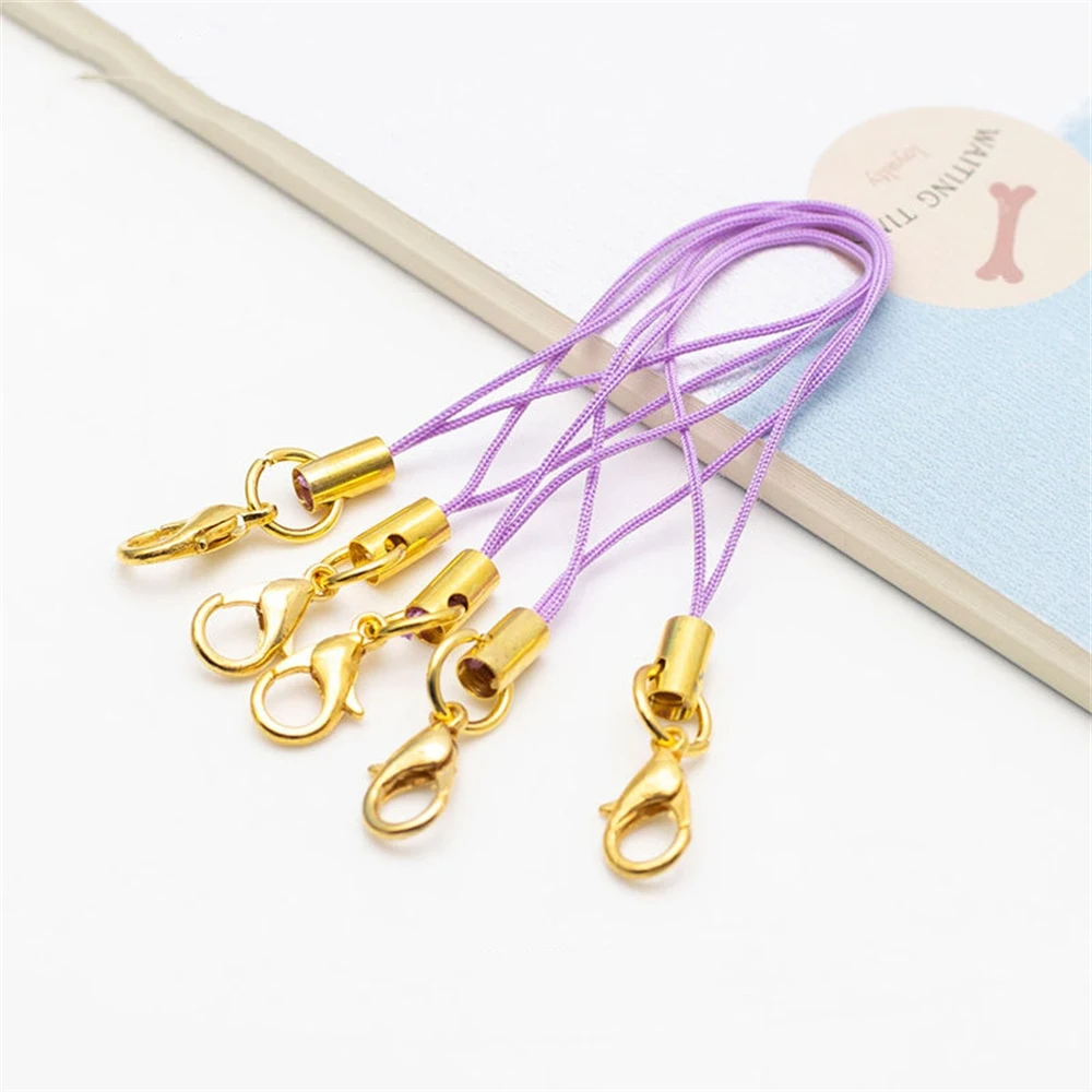 Vibrant Gold/Rhodium Charm Cord with Lobster Clasp for DIY Jewelry and Accessories Crafting - 50pcs