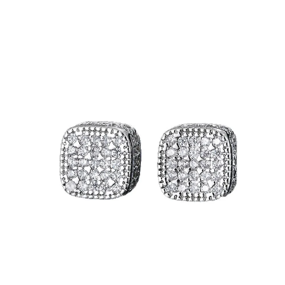 Men's Hip Hop Iced Out Zircon Gold Stud Earrings Showcase