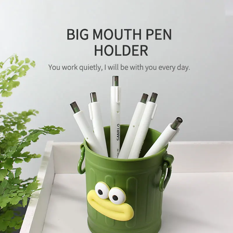 Pen Holder Big Mouth With Legs DIY Letter Sticker Makeup Brush Desktop