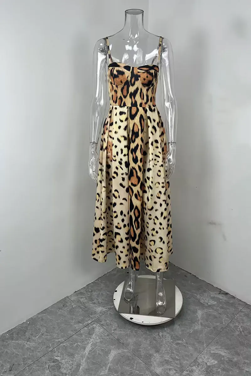 2025 Summer EUROPEAN AND AMERICAN STYLE LEOPARD Printing Strapless Long  Dresses for women - AliExpress 200000345