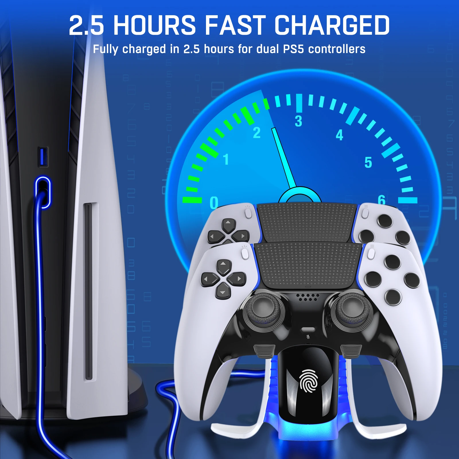 Dual Controller Charger For PS5 Charging Dock Station For Playstation 5 Dualsense Controllers with USB C Cable