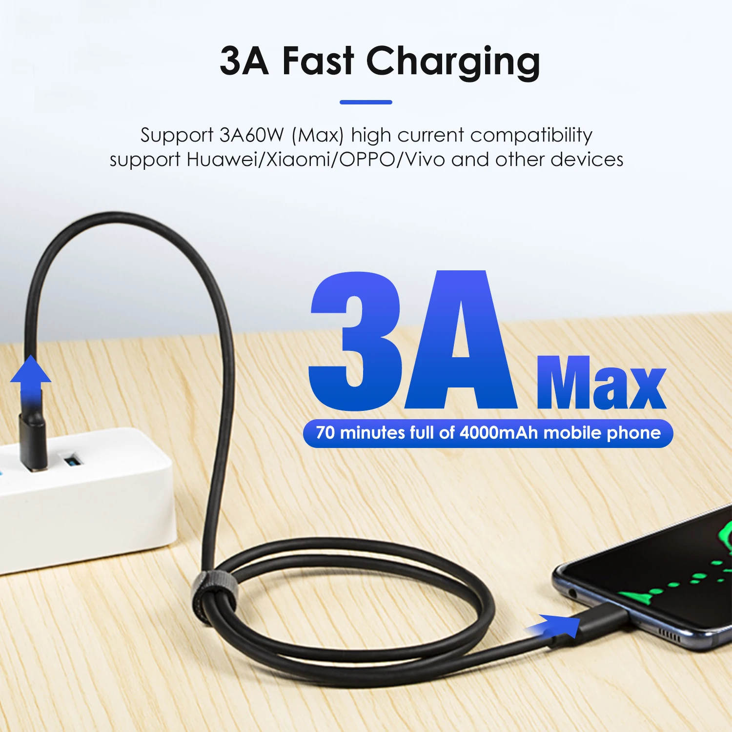 High-Speed USB 3.2 Gen2 A to C Charging Data Cable - 60W 3A Fast Charge, Available in 2M, 3M, 5M Lengths