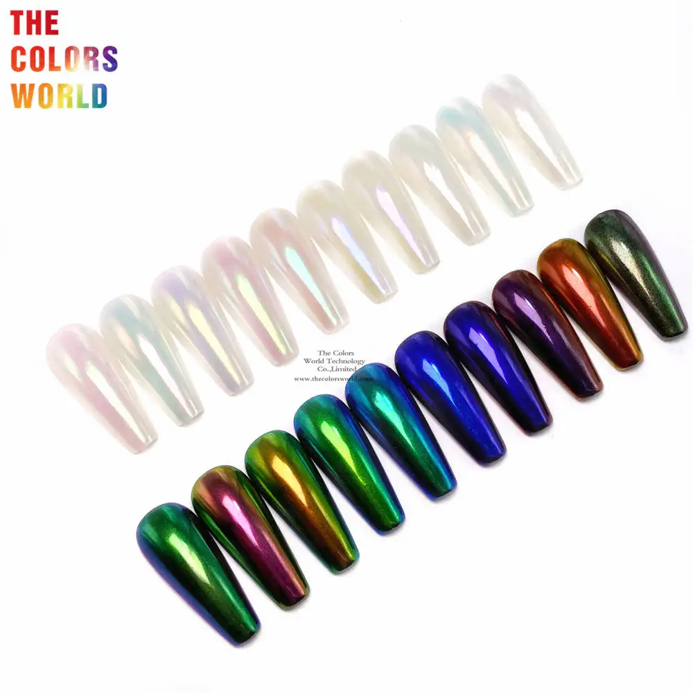 TCT-248 유니콘 화이트 카멜레온 멀티 크롬 네일 파우더 레인보우 매직 글리터 네일 아트 오로라 헨나