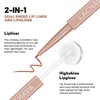 Two in one double head lipliner and transparent lip gloss, matte matte smooth lipliner, durable color locking 6