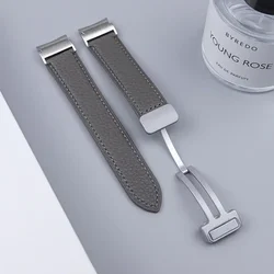 Premium No-Gaps Leather Band with Magnetic Buckle Strap for 4 Classic 46mm 42mm (Gray Silver)