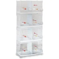 Set of 4 Stackable Breeding Bird Cage for Canary Finch Small Birds (White) 1