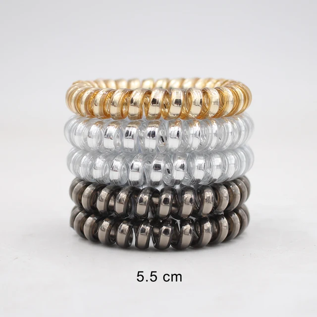 5Pcs/set New Fashion Matt Solid Telephone Wire Elastic Hair Band Frosted Spiral Cord Rubber Band Hair Tie Stretch Head Band Gum Color4big