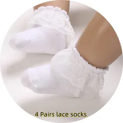 Elegant Pink Newborn Baby Shoes - Breathable, Non - Slip, and Perfect - 13 - 18 Months (4 pairs lace socks)