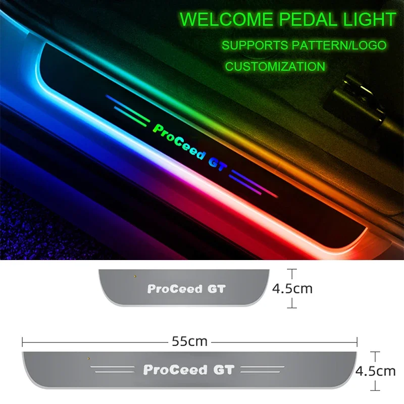 Streamer Luce Anti-Collisione Per Kia Process Gt Davanzale Kick Plate Accessori Per Lampade In Movimento Welcome Pedal Ambiance Neon Decorativo