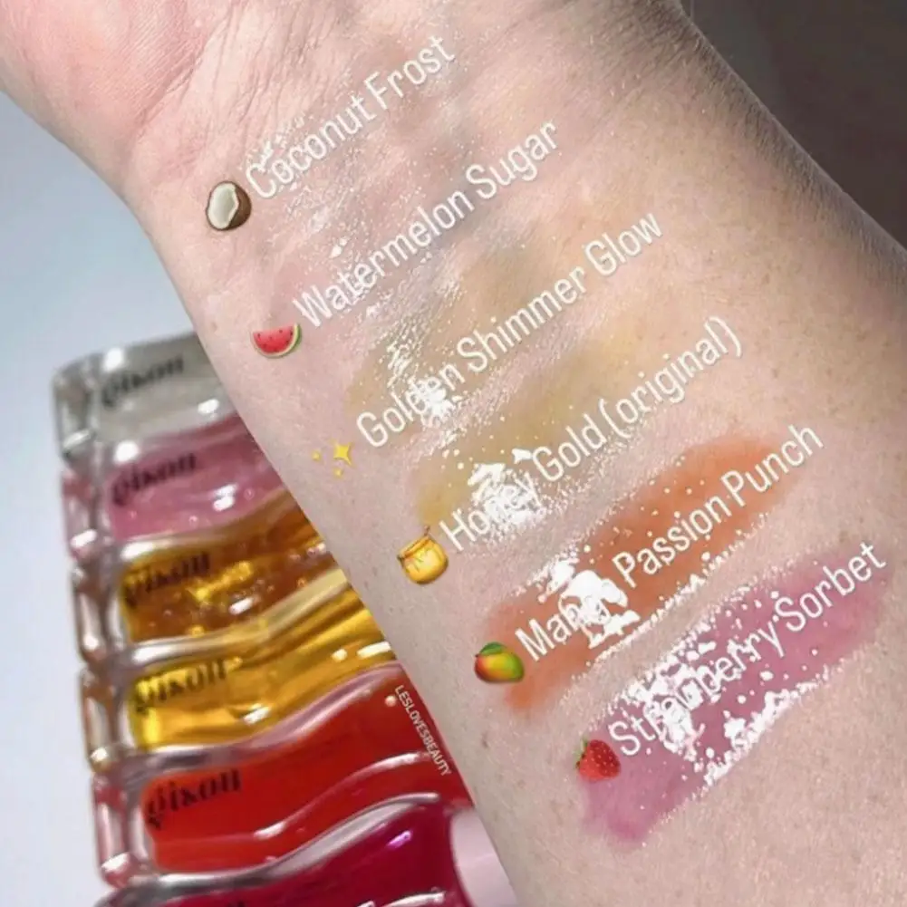 Water Light Honey Essence Lip Oil Long Lasting Moisturizing Fruity Shimmer Jelly Reduce Lip Lines Liquid Lipstick Gloss Makeup 6
