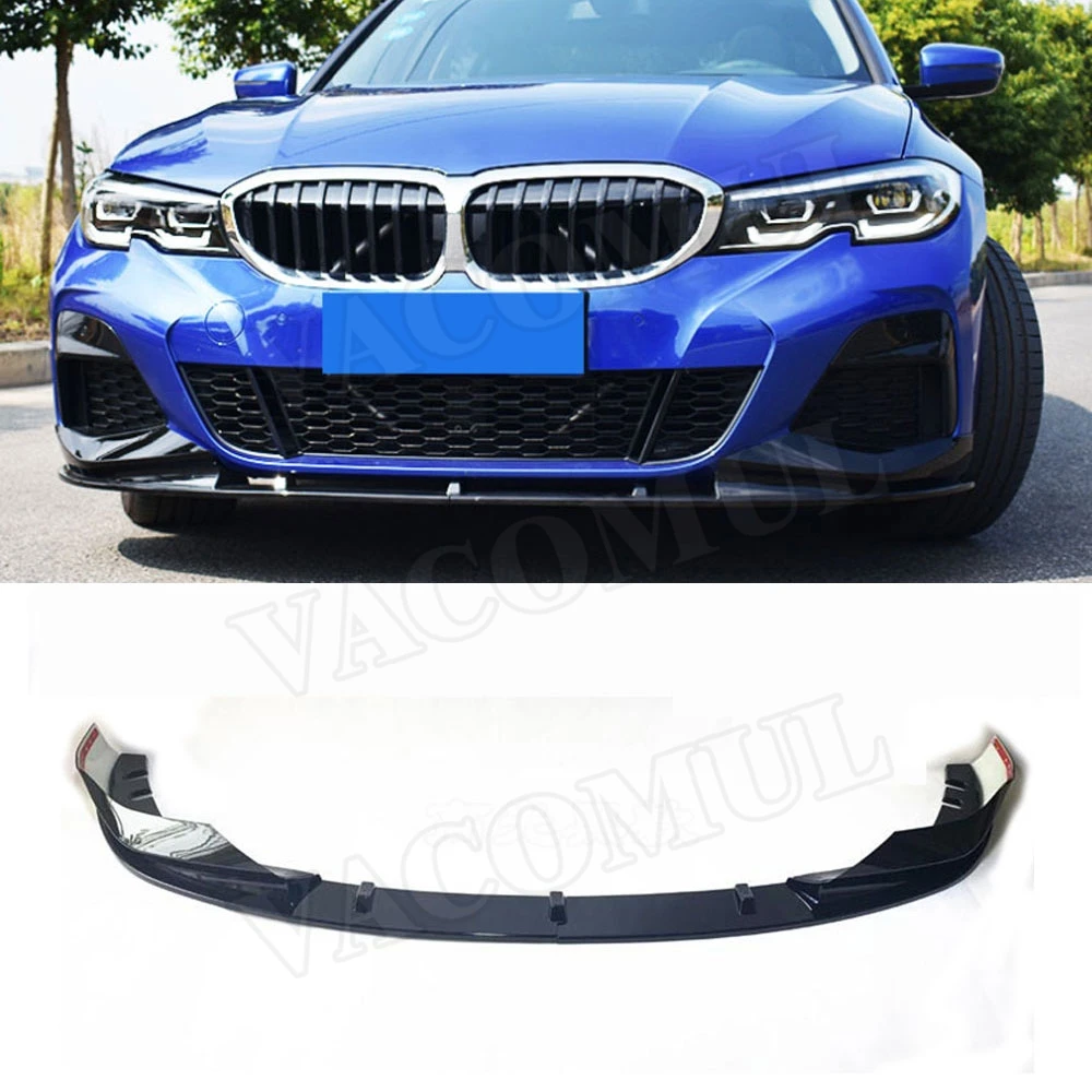 

2 PCS/Set ABS Black Carbon Look Front Lip Chin Splitters Spoiler For BMW 3 Series G20 2019 2020 3D Style Bumper Guard