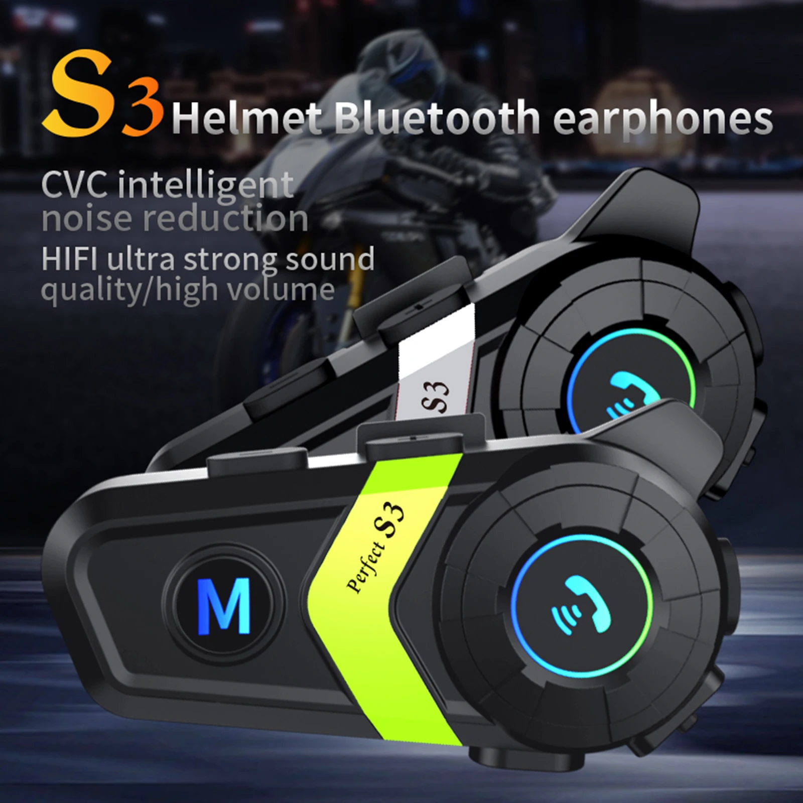 

Rechargeable 800Mah Motorcycle Helmet Headset Ip67 Waterproof for Variety Helmets Support Voice Assistant Control Answer Calls