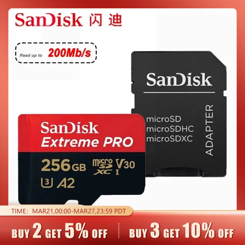  SanDisk Extreme PRO Micro SD Card 128GB 64GB 32GB 512GB 256G 400G Micro SD 1TB Flash Memory Card SD U3 4K V30 Microsd TF Cards 