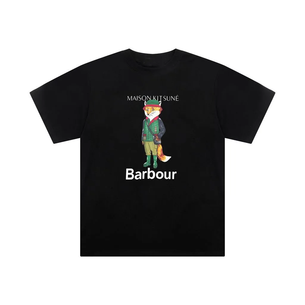 2025 MAISON KITSU Fox Barbour Printed Loose Round Neck T-shirt Casual, Niche, Versatile, Lazy Style 2