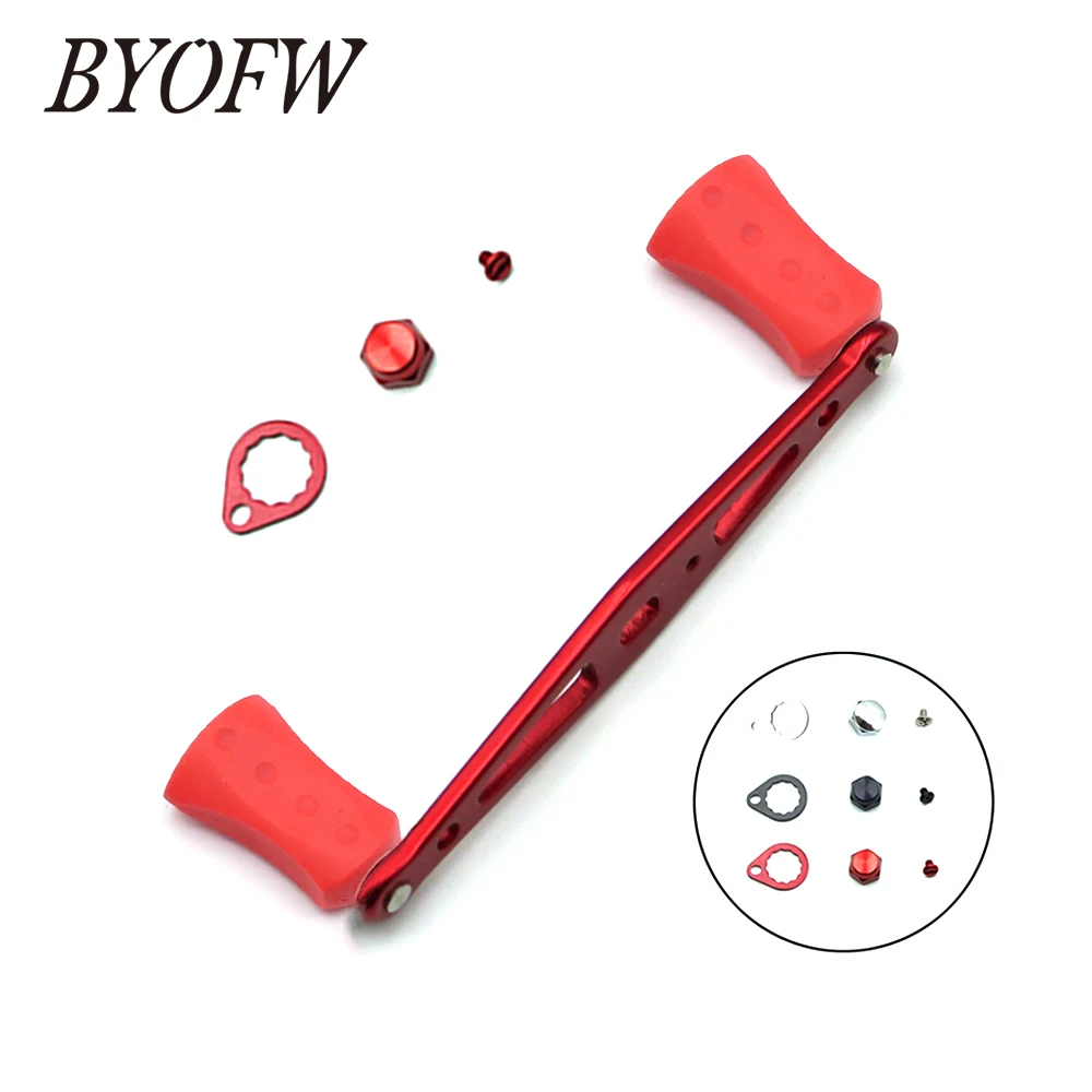 BYOFW-Metal Pesca Reel Handle, 102mm, Botões de borracha, substituição para Abu Garcia, Daiwa, alta qualidade, Acessório DIY, Buraco Tamanho 8x5mm