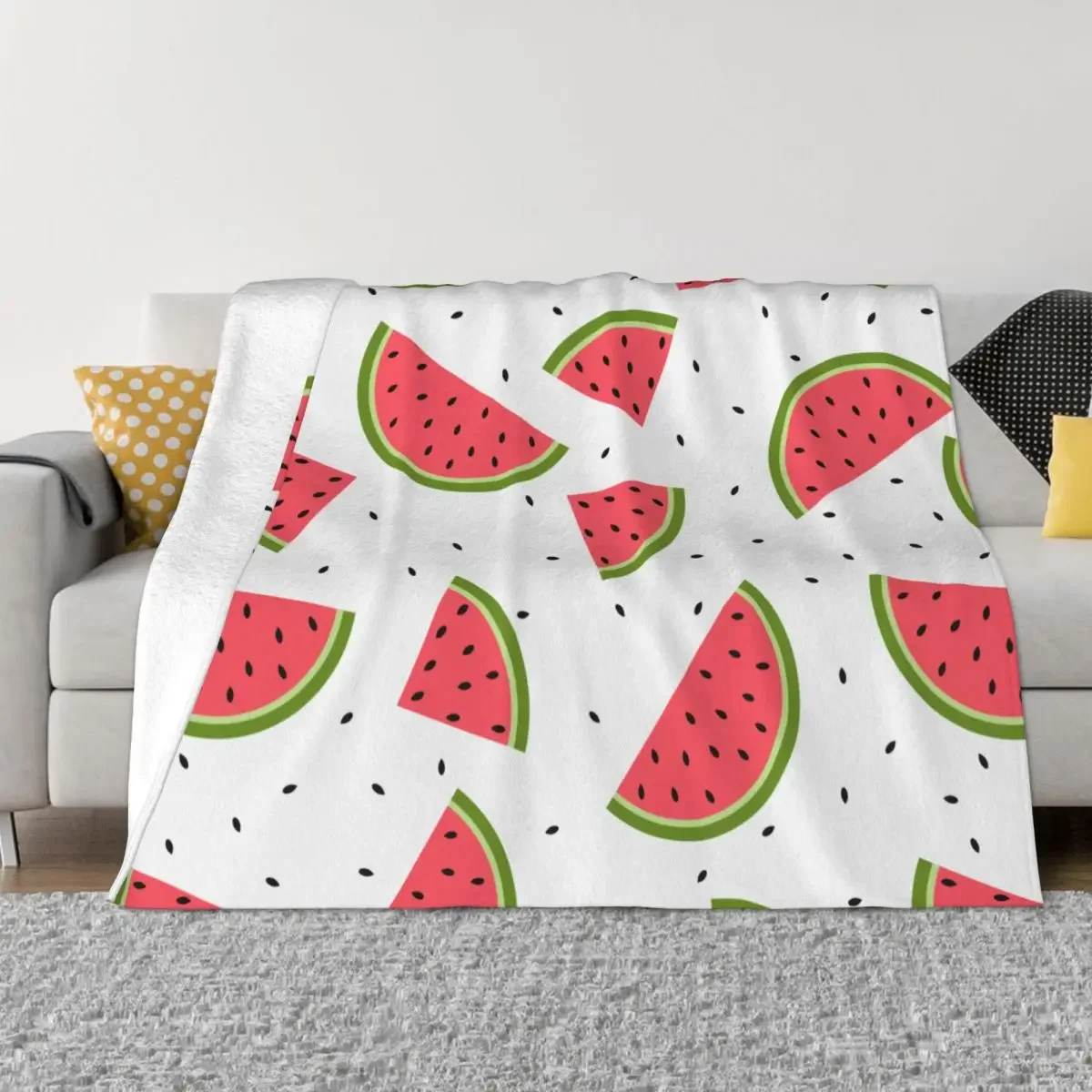 

Cute Summer Fruits Watermelon Blanket Fleece Spring Autumn Breathable Super Warm Throw Blankets for Sofa Travel Rug Piece