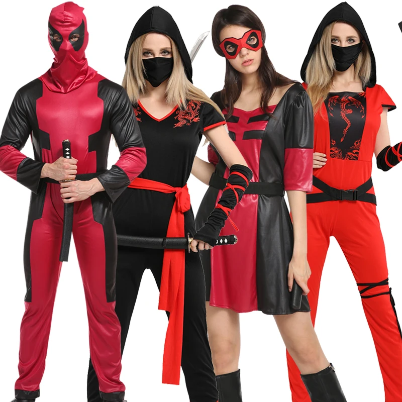 Anime Ninja Costume Men Women Sexy Costume With Mask Adult Black