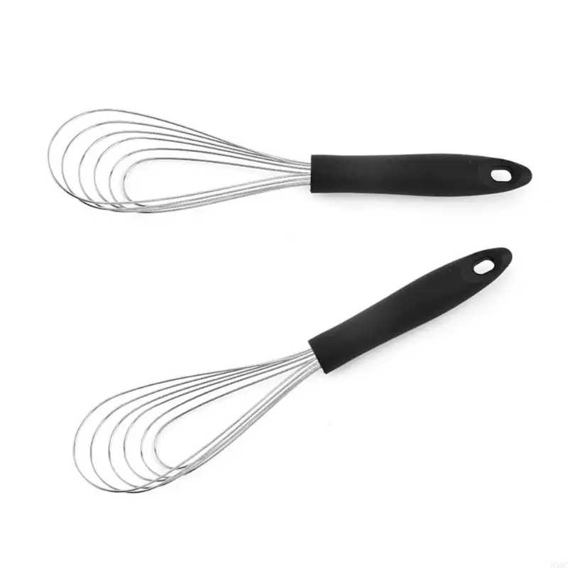 New Stainless Steel Whisk Flat Silicone Handle Eggs Beater Practical Cream Whipper