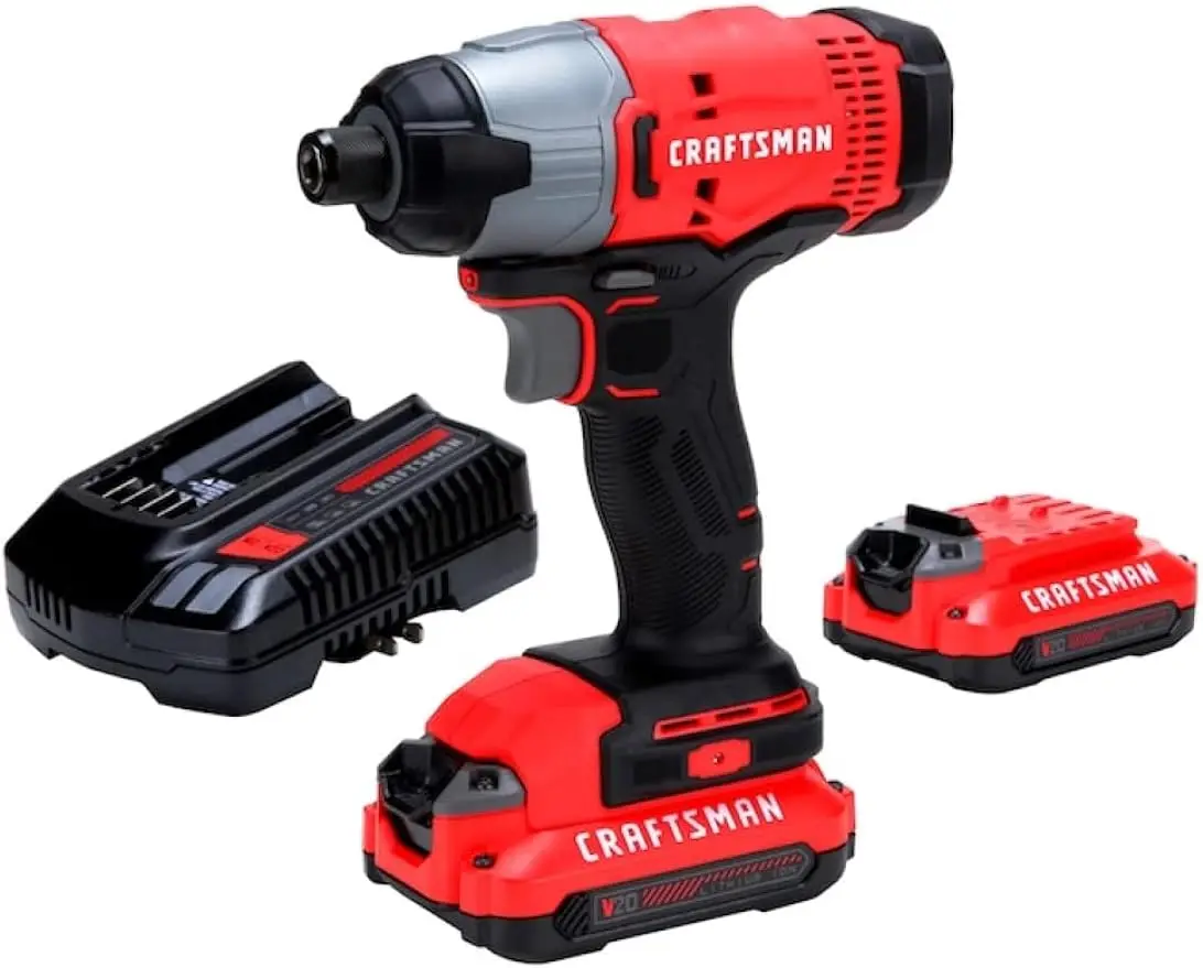 

CRAFTSMAN V20 Cordless Impact Driver Kit 1/4 inch 2 Batteries and Charger Included (CMCF800C2)