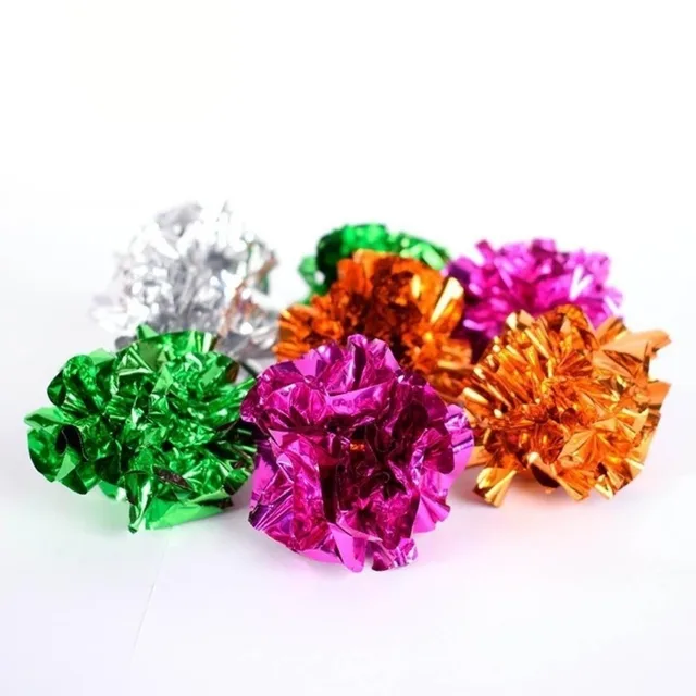 6Pcs Mylar Crinkle Foil Balls Cat Kitten Sound Play Toy Crackle Paper Rustle 5