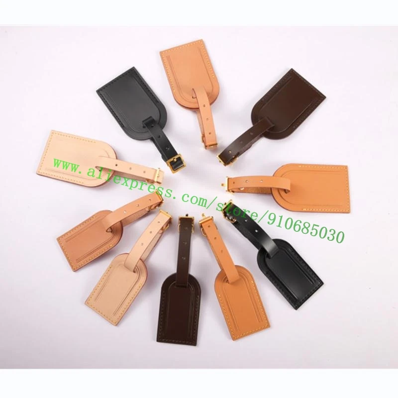 Black Real Calfskin Nametag Name Label Airline Tag For Luxury Travel Bag Luggage Duffle Personalization Hot Stamp Big Size