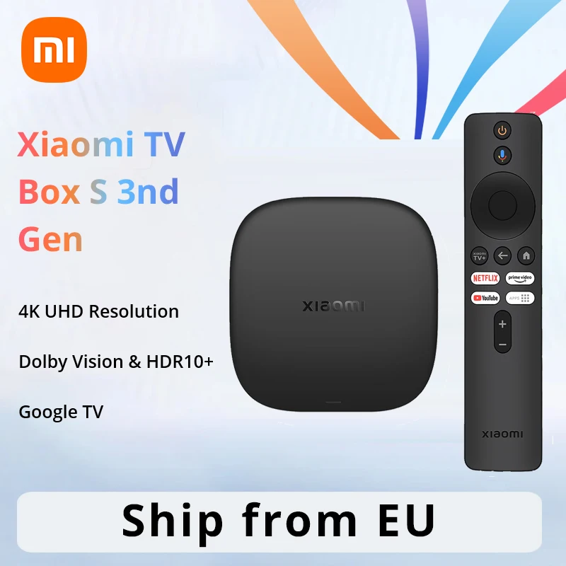 Version internationale de la Xiaomi TV Box S 3e génération : lecteur multimédia intelligent 4K, Ultra HD, Bluetooth 5.2, Wi-Fi 6, 32 Go de mémoire ROM, Google TV et Google Assistant 1