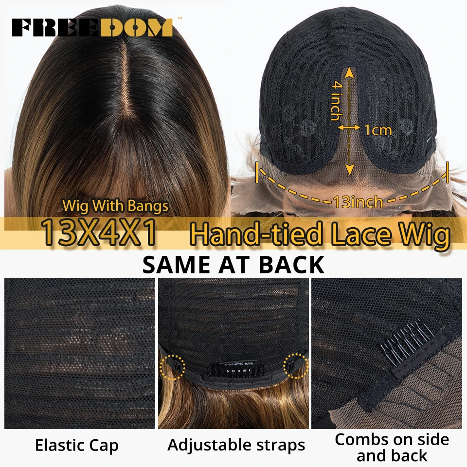 Parrucche Sintetiche con Frontale in Pizzo per Donne, Parrucca Corta Bob da 10 Pollici con Frangia, Capelli Lisci Ombre Marrone, Resistente al Calore, Vendita all'Ingrosso - immagine 6