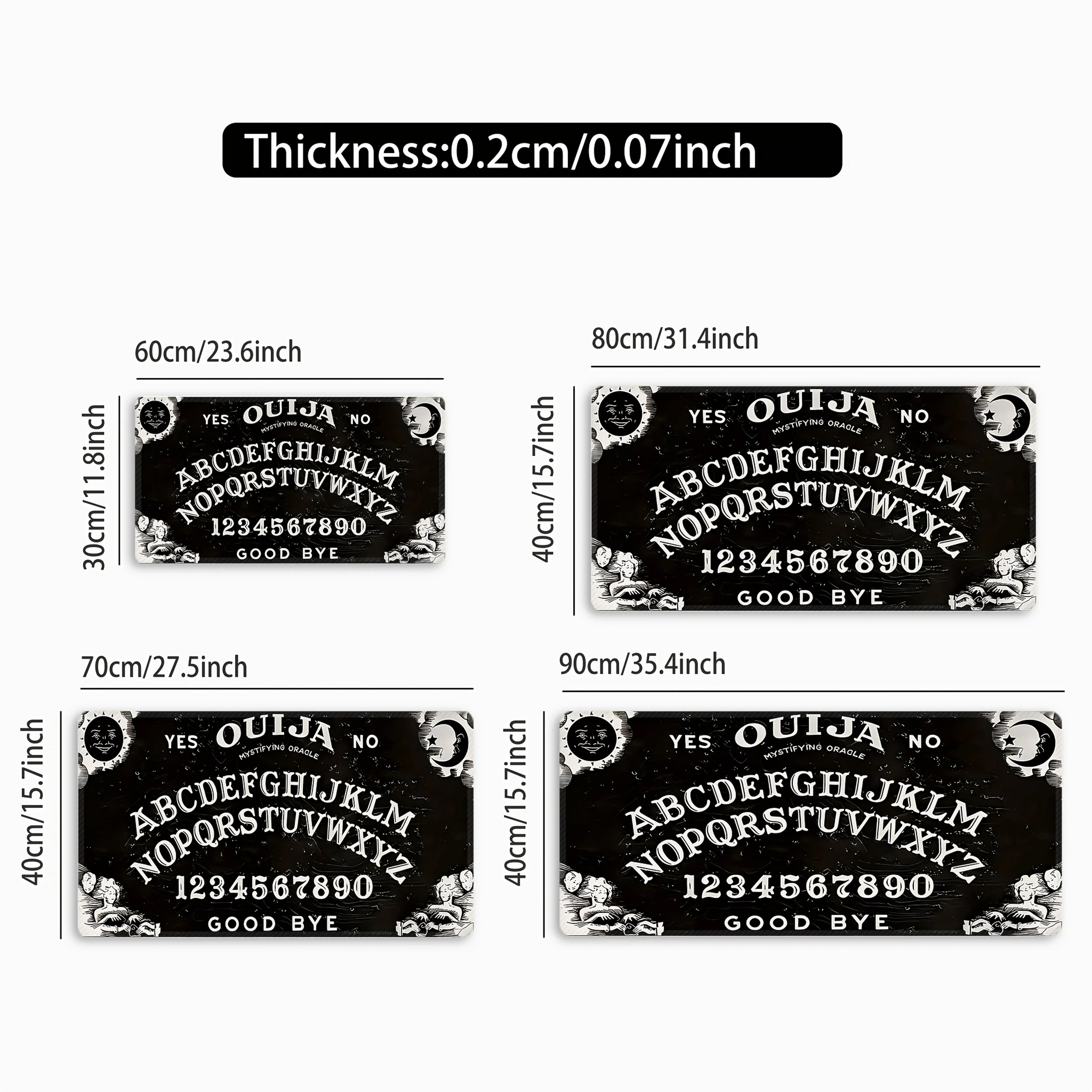 Vintage Ouija Board Mouse Pad with Non-Slip Rubber Base Smooth Surface Desk Mat