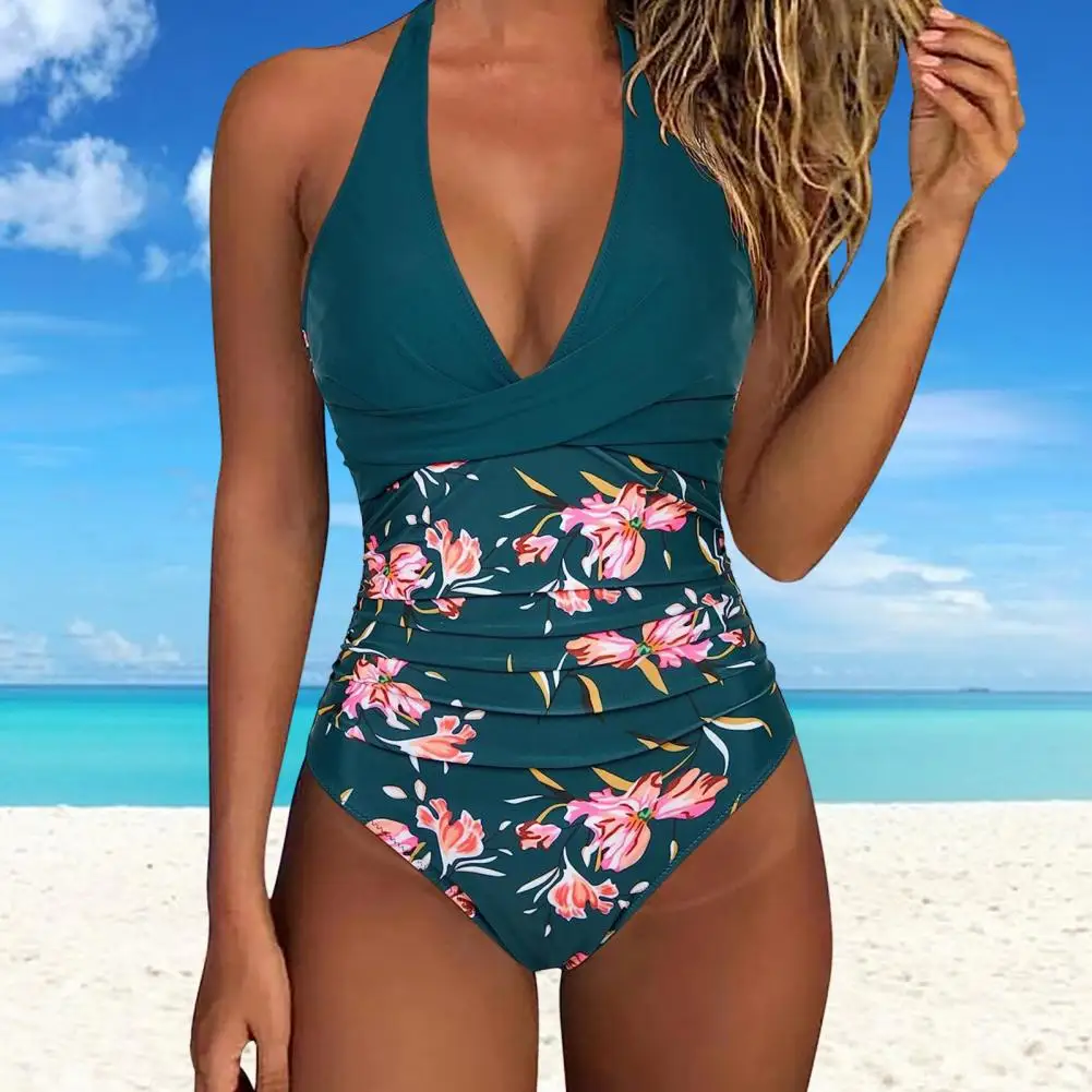 One Piece Swimsuit Women Swimwear Women Monokini Swimsuit Lightweight Monokini Stylish Women's Halter One-piece Swimsuit with Tummy Control High for Beachwear