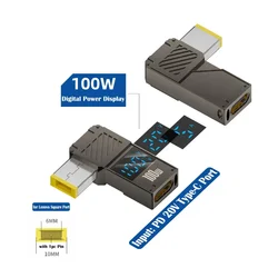 Universal Intelligent PD 100W Fast Charging USB-C to DC Converter with Digital Display (Square Port)