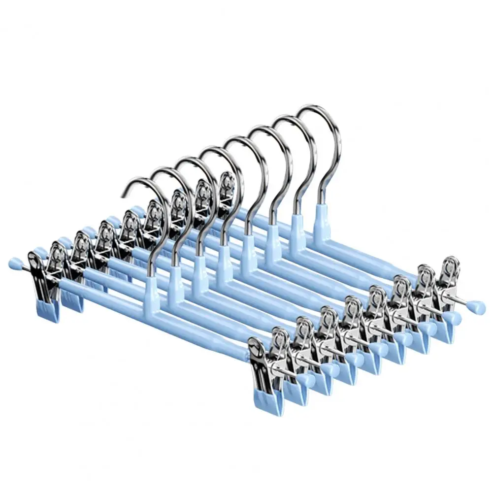 

Pants Rack Adjustable Non-slip Trouser Hangers 8 Pack Space Saving Chrome Clothes Hangers with Rubber Coating Clips for Closet