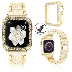 Elegant Diamond-Encrusted Metal Bracelet with Case for 42mm Series 321 (Gold band-case)