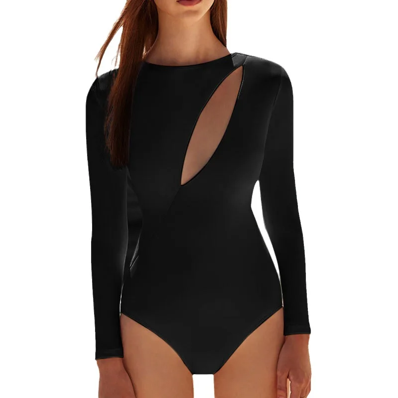 

Long Sleeve Swimwear Sports One-Piece Swimsuits hollow out Surfing Bodysuit Women's Swim Bath Bathing Suit