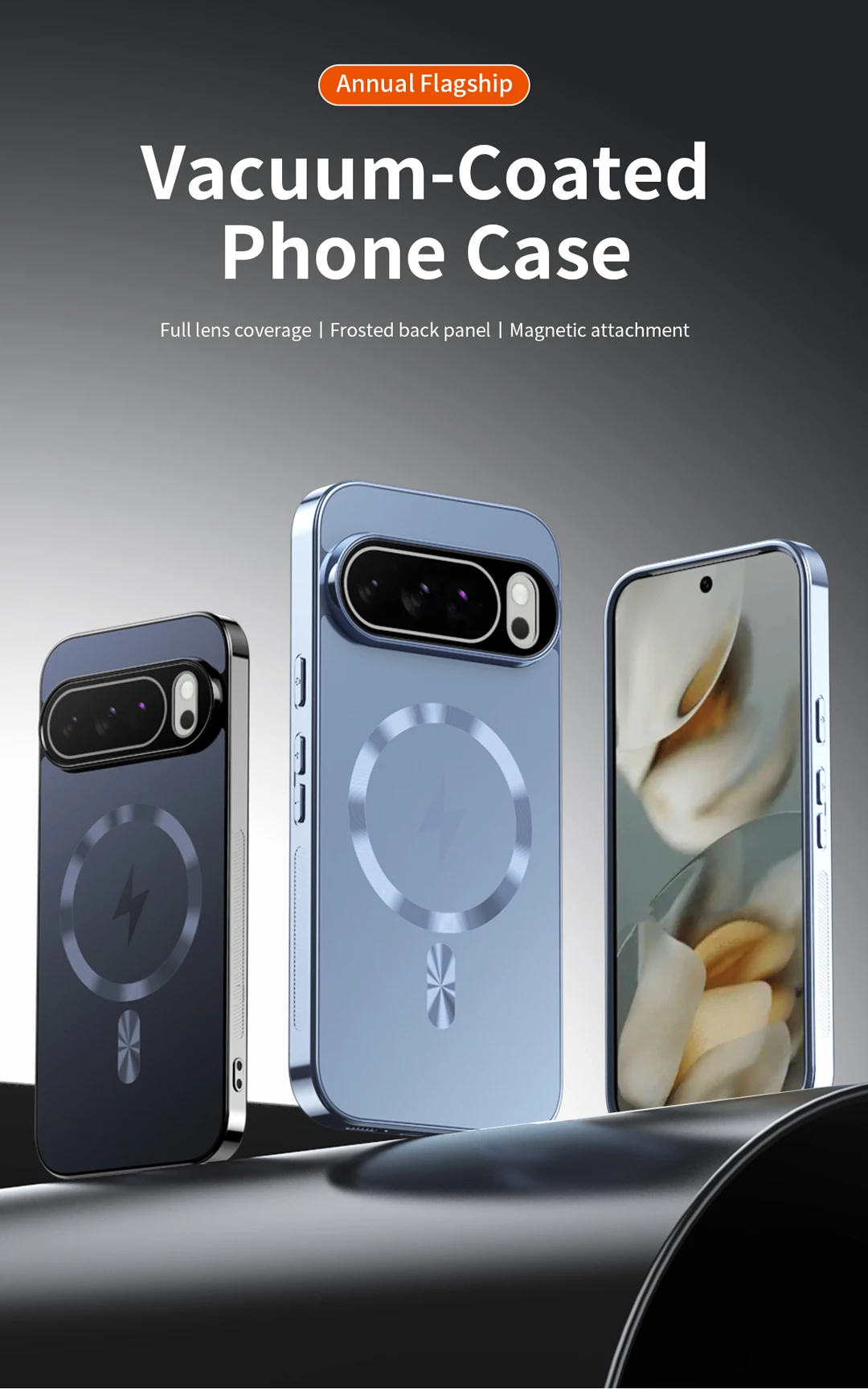 Premium Vacuum Coated Anti-Slip Protective Case with Magnetic Wireless Charging Compatibility