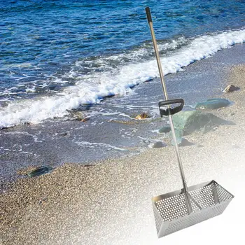 Beach Rake Rake Tool Sand Sifter Steel Foldable Loosening Sand Sand Sieve Collecting Tool Long Pole Lightweight Sea Rake Tool