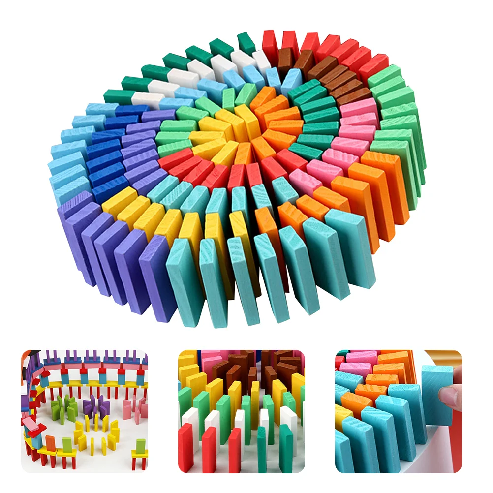

120pcs Colorful Wooden Domino Toys Domino Blocks Building Toys for Chilren