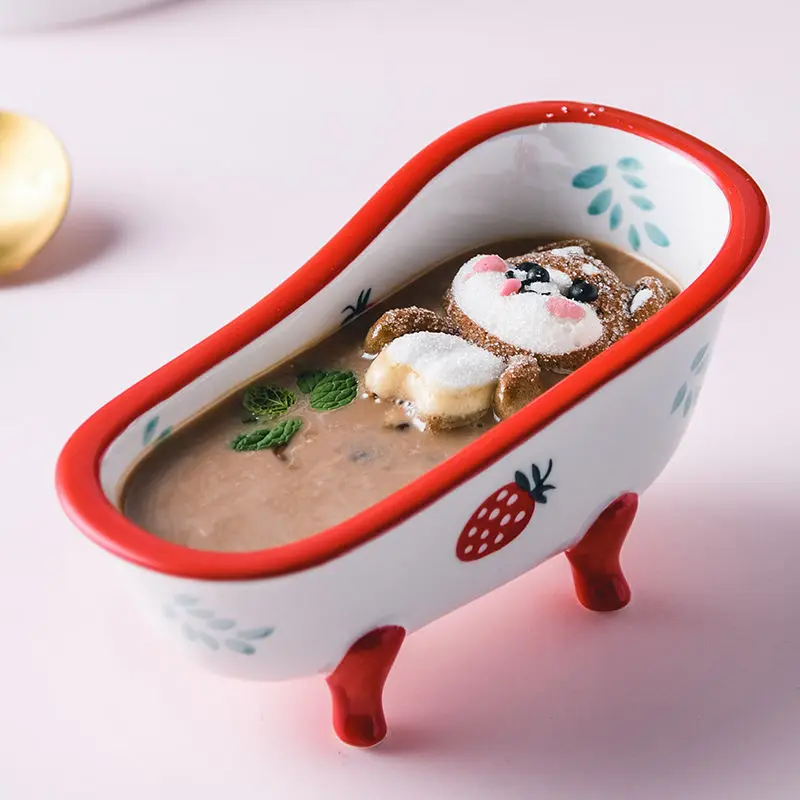 

Creative Ceramic Bathtub Bowl Cute Little Bowl Household Tableware Ice Cream Pudding Dessert Fruit Bowl Cute Bowl Ceramic