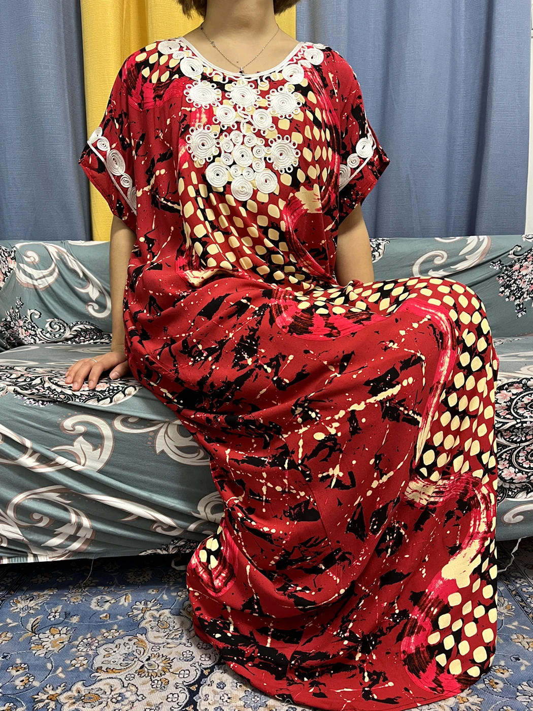 Muslim Abayas For Women 2023 Traditional Cotton Floral Print Clothes African Dresses Caftan Marocain Robe Femme With Headscarf