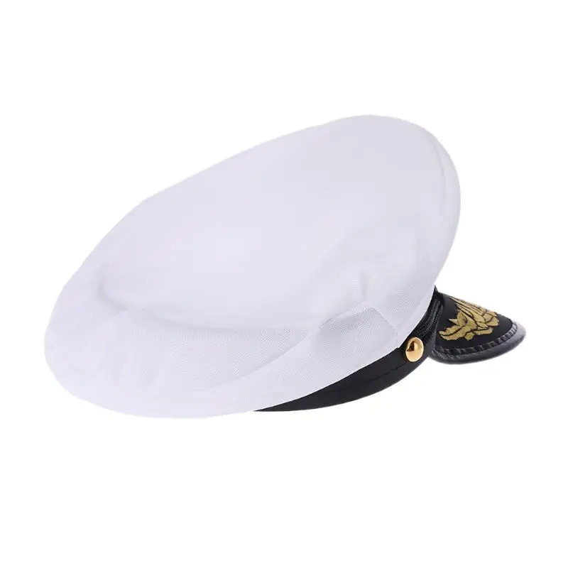 White Adult Yacht Boat Captain Navy Cap Cosplay Dress Hat