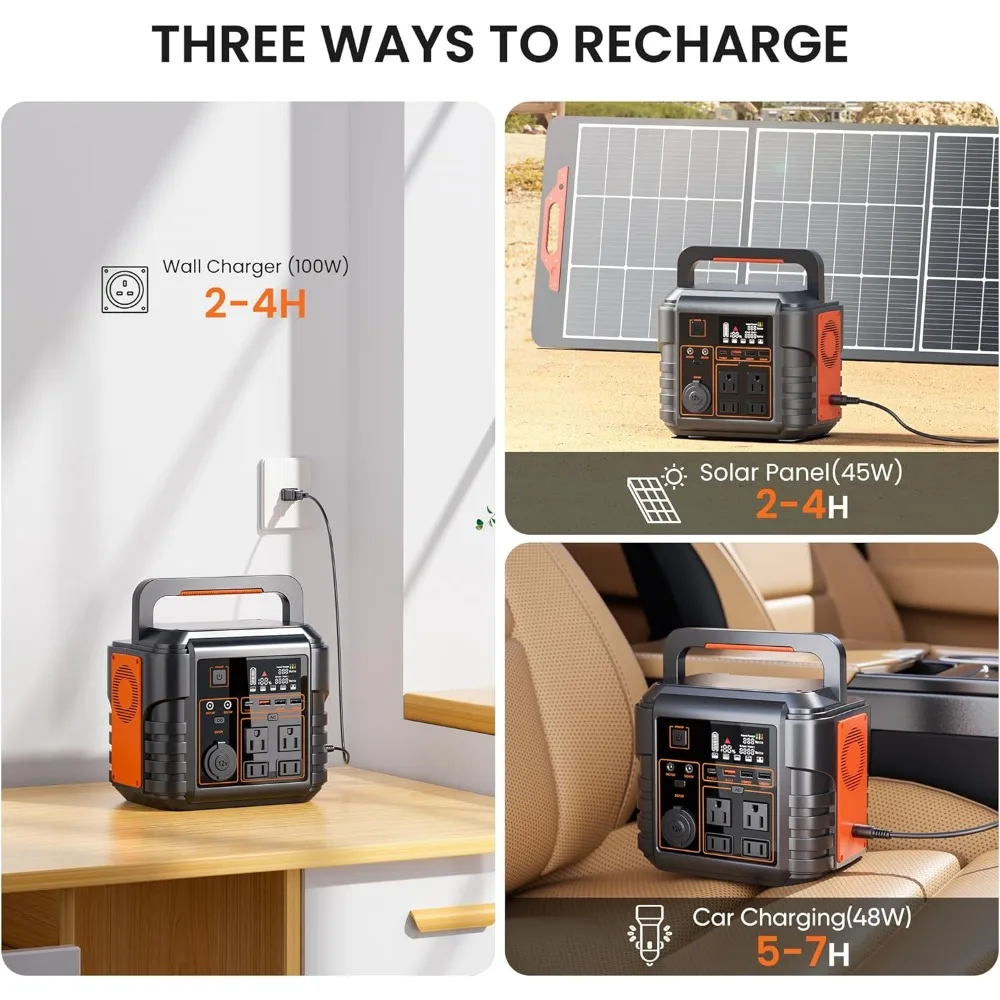 Portable Power Station 300W (Peak 600W) 296Wh Solar Generator with 110V Pure Sine Wave AC Power Socket and Spare Lithium Battery 5