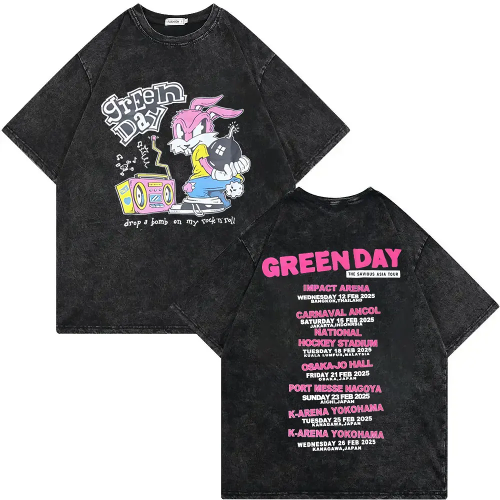 Green Day Tour 2025 Tシャツ XL ブラック Rock Band Green Day Tour 2025 Merch T Shirt Fashion Rock
