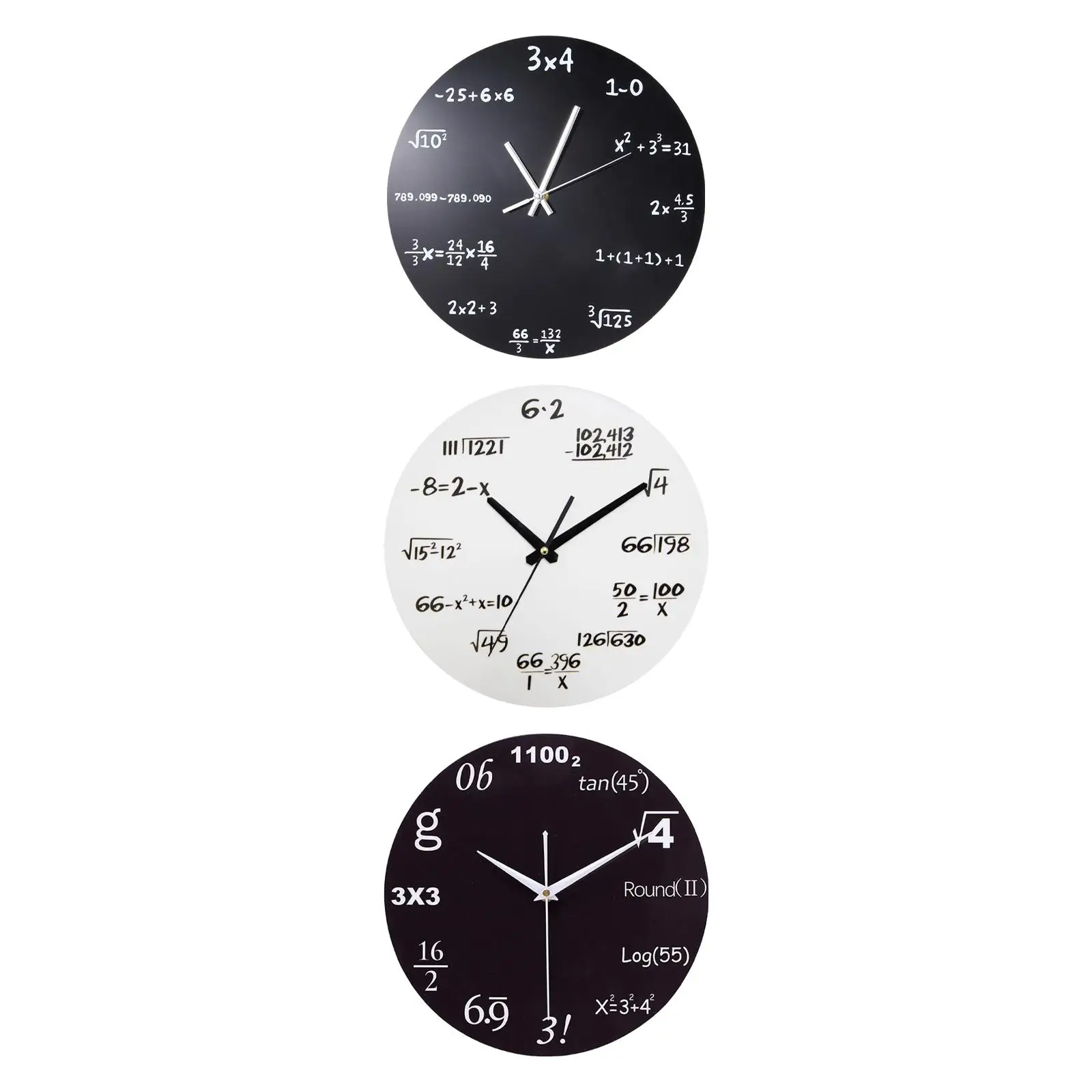 Wall Clock Modern Mirror Mathematics Decoration Multipurpose Round Non Ticking for Office Bathroom Home Bedroom Living Room