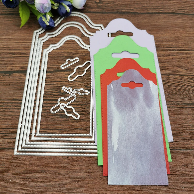 6Pcs Personality wallpaper background tag Metal Cutting Dies Stencils Die Cut for DIY Scrapbooking Album Paper Card Craft Gift