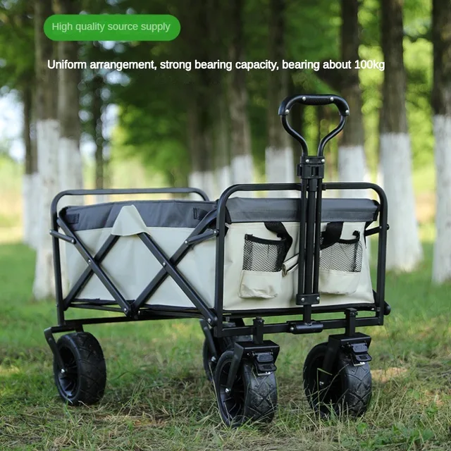 Hordozható, Összecsukható Kerti Kosár Nagy Kapacitású Kemping Kocsi Kerék Babakocsi Háztartási Élelmiszerbolthoz És Piknikhez - Image 4