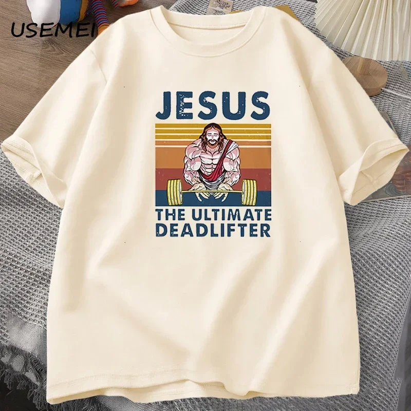 

Jesuuss The Ultimate Deadlifter Gym Working Out Fitness Vintage T Shirt for Men T-shirt Male Cotton Summer Men's T-shirt Clothes