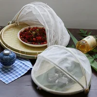 Anti-mosquito Hand-Woven Food Serving Tent Basket Tray Vegetable Bread Storage Basket Portable Outdoor Picnic Mesh Net Cover 2